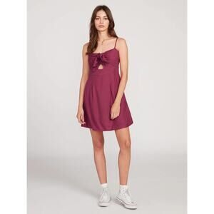 NWT Volcom No She Didn’t Dress Bow Front Cutout A-Line Mini Casual Plum Size S